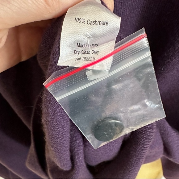 Enzo Mantovani Cashmere 4 Button Elbow Patch Sweater Purple Med Preppy Academia - Picture 6 of 6